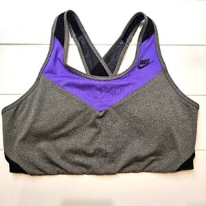 Nike Swoosh Bra Women's Size Large Purple Racer Back Workout Gym Athletic